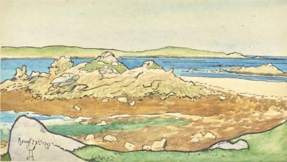 Jean-Francis AUBURTIN (1866 - 1930) Roscoff, 1897
Aquarelle et encre de chine, monogrammée,...