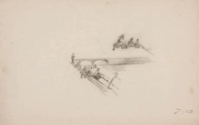 Johan-Barthold Jongkind (1819 - 1891) Pêcheurs
Dessin au fusain, porte un timbre...