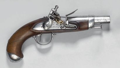 null Pistolet à silex de gendarmerie modèle 1822, canon daté sur le pan gauche: “C....