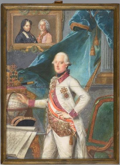 null Grande miniature sur ivoire: Portrait de Joseph II Archiduc d'Autriche, né et...