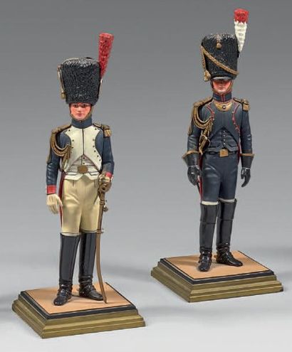 null Deux figurines, garde impériale: Officier de grenadiers à cheval et officier...