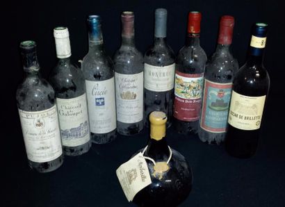 null Ensemble de 9
 bouteilles 
 

1 bouteille 
MONBAZILLAC 
 SA AVOC 
1989
 (caps...