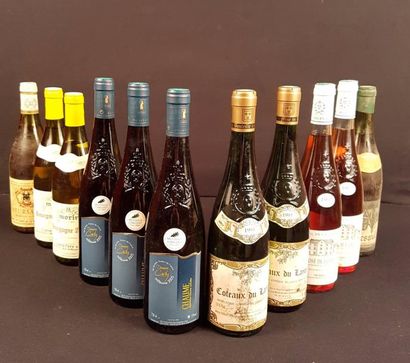 null 11 bouteilles 
VINS BLANCS 
DIVERS, 
 (Chaume, Meursault, Layon, 2 rosés de...