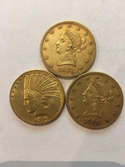 null 3 pièces de 10 Dollars or 1880-1881-1913