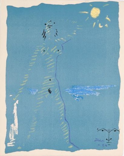 Jean COCTEAU (1889-1963) 
Sous le manteau de feu, Geneviève Laporte, suite de 7 lithographies...