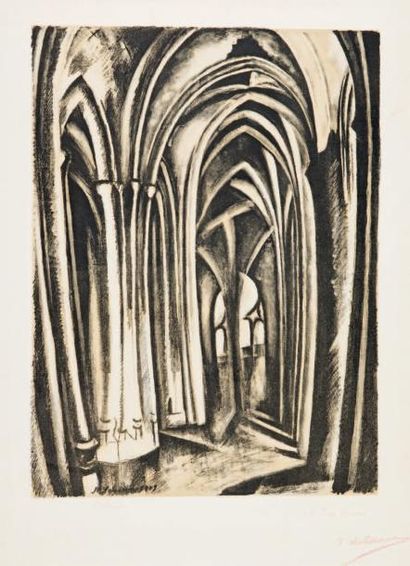 Robert DELAUNAY (1881-1941) 
Saint-Séverin, 1923-25. 567 x 425. Lithographie en deux...