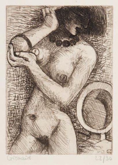 Marcel GROMAIRE (1892-1971) 
Fille nue au collier, 1923 (F. Gromaire 41). 177 x 128....