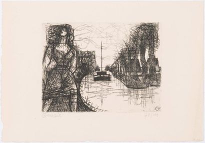 Marcel GROMAIRE (1892-1971) 
Canal, 1947 (F. Gromaire 126). 175 x 238.
Épreuve signée...
