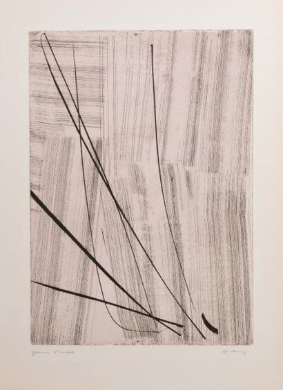 Hans HARTUNG (1904-1989) 
Composition n° 20, 1953 (Schmücking 20). 516 x 375. Eau-forte...