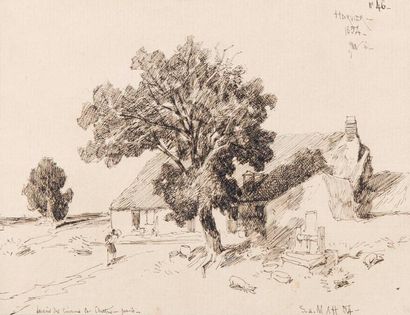 Adolphe HERVIER (1818-1879) 
Environ de Caen. 325 x 240. Eau-forte, pointe sèche.
Épreuve...