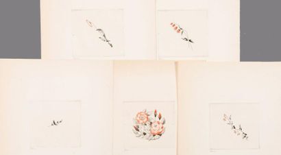 Jean-Emile LABOUREUR (1877-1943) 
Roses, fleurs, feuillage: série de 5 planches gravées...