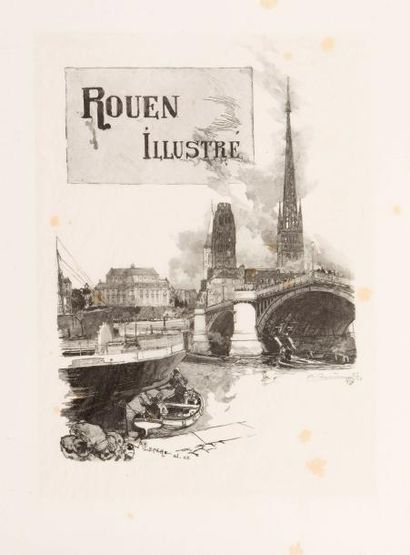 AUGUSTE LEPERE (1849-1918) 
Rouen illustré: portfolio de 13 gravures dans la pochette...