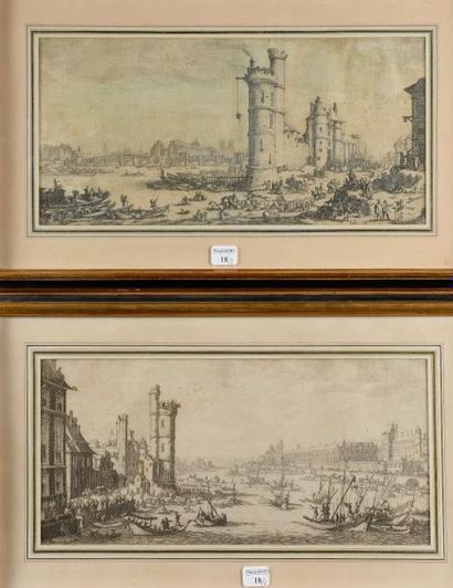D'après Jacques CALLOT (1592-1635) 
Les deux grandes vues de Paris en copie d'après...