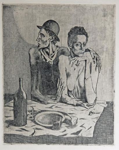 Pablo Picasso (1881-1973) 
Le repas frugal, planche de la série des Saltimbanques...