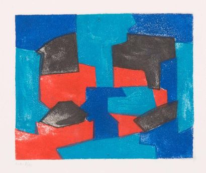 D'après Serge POLIAKOFF (1900-1969) 
Composition rouge et bleu, 1974. Gravée par...