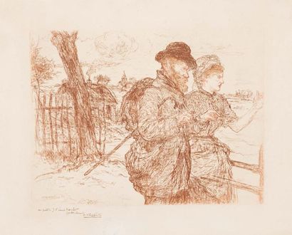 Jean-François RAFFAELLI (1850 -1924) 
Sur le chemin, 1898 (Delteil 39). 295 x 390....