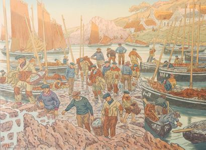 Henri RIVIERE (1864-1951) 
Le port, planche 1 de la série «Au Vent de Noroit», 1906...