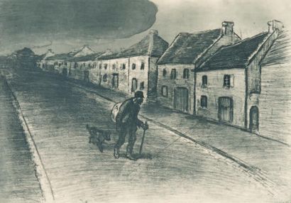 Théophile Alexandre STEINLEN (1859-1923) 
Chemineau traversant un village endormi...