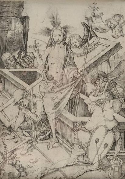 Martin Schongauer (1430-1491) 
La Résurrection, planche de la Passion du Christ (Hollstein...