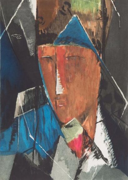 Jacques VILLON (1875-1963) 
Portrait d'homme d'après Crotti, 1928 (Ginestet et Pouillon...