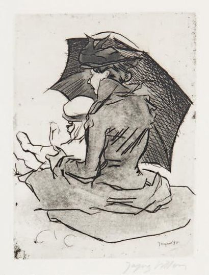 Jacques VILLON (1875-1963) 
Croquis de plage, mère et enfant, 1907 (Ginestet et Pouillon...