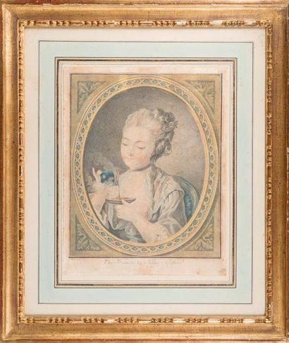 Louis Marin BONNET (1736-1793) 
The woman taking coffee - The milk woman, deux pendants...