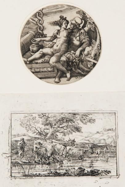 Claude GELLEE (1600-1682) 
Les deux paysages - Le troupeau à l'abreuvoir - La danse...