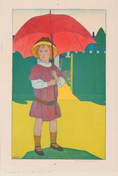 Bernard BOUTET DE MONVEL (1881-1949) 
La robe bleue - La petite fille à l'ombrelle...
