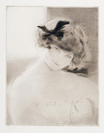 Edgar CHAHINE (1874-1947) 
Rita à contre-jour, 1905 - La Loge (1re planche) - Lara....