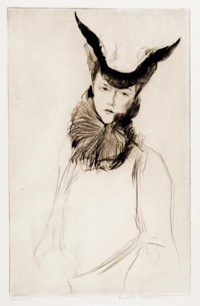 Edgar CHAHINE (1874-1947) 
La soeur de mademoiselle Delvair (2e planche), 1901 -...