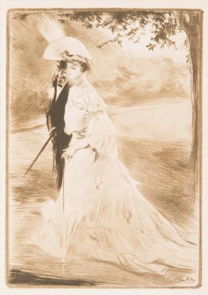 Edgar CHAHINE (1874-1947) 
En promenade - La soeur aîné - Rieuse (T. 135, 357, 384).
275...