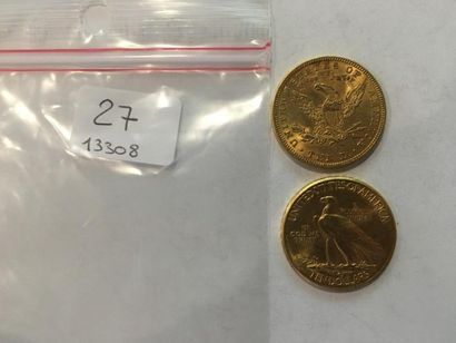 null 2 pièces de 10 Dollars or datées 1907 et 1910