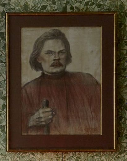 THEOPHILE ALEXANDRE STEINLEN (1859-1901) Etude pour le portrait de Gorky
Signé "Steinlen",...