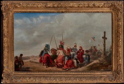 ATTRIBUÉ À ALEXANDRE-EVARISTE FRAGONARD (1780-1850) Départ des cavaliers au tournoi
Inscrit...