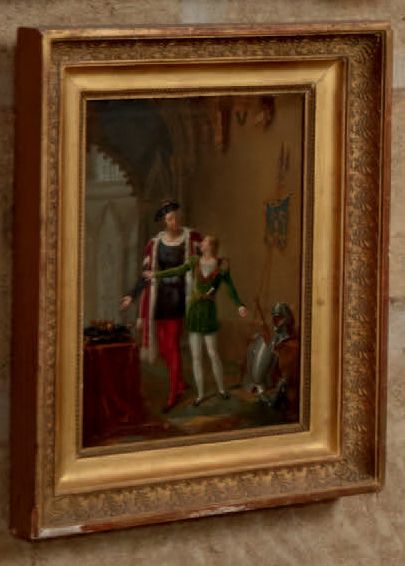 CLAUDE-JEAN BESSELIÈVRE (1779-1830) Charles V et son fils
Huile sur toile
30,5 x...