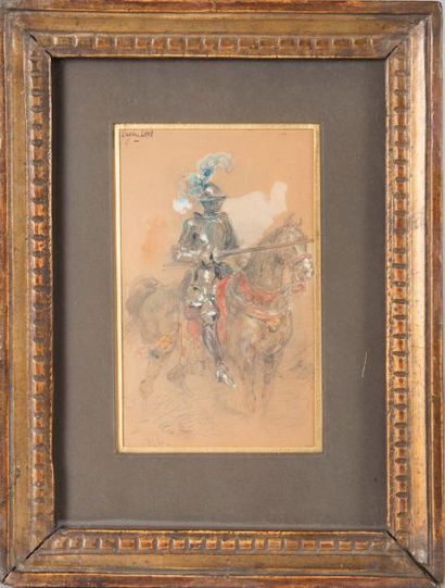 Eugène Louis LAMI (1800-1890) Cavalier en armure
Porte en haut à gauche une signature...