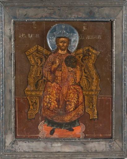 null CHRIST EN MAJESTÉ Ce modèle d'icône date du déclin de l'Empire byzantin vers...