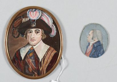 null Miniature ovale sur cuivre : Portrait de Barras, membre du Directoire ; hauteur...