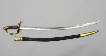 null Sabre d'officier d'infanterie modèle 1821, garde à deux branches en laiton ciselée,...