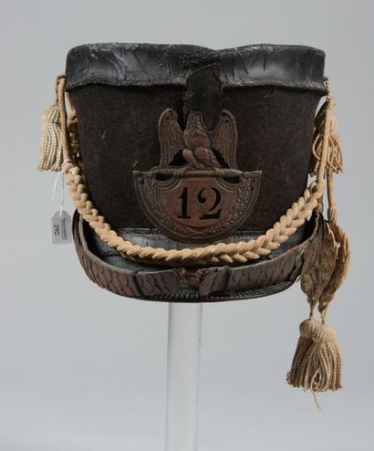 null Shako de troupe du 12e régiment d'infanterie légère modèle 1810/1812, chasseur...