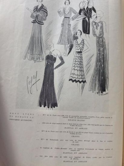 null «L'ART ET LA MODE» 1932.
Couverture illustrée par M. Dugrip pour une robe de...