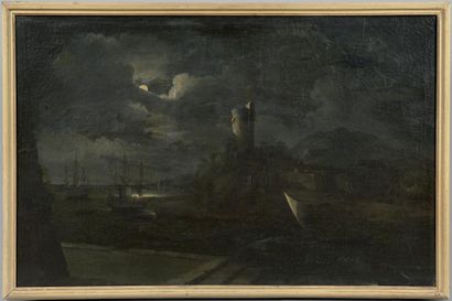 Attribué à Antonio STOM (1688 - 1734) 
Navire la nuit
Sur sa toile d'origine
99 x...