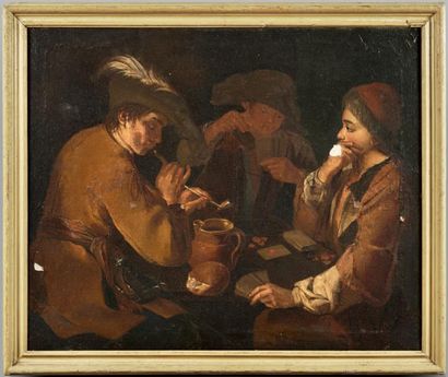 Attribué à Giacomo Francesco CIPPER dit il TODESCHINI (1664 - 1736) 
Les mangeurs...