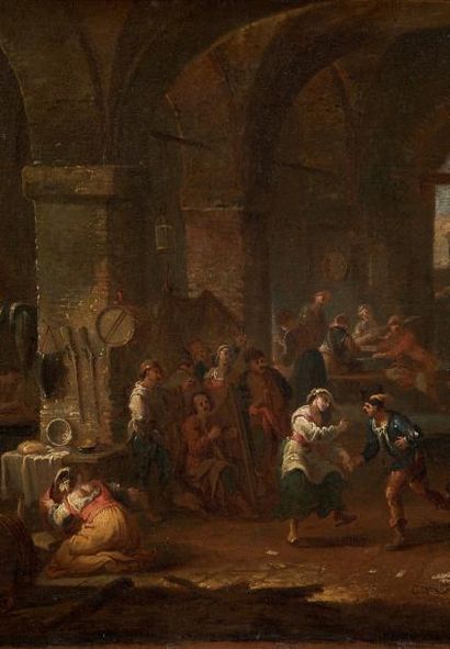 Pietro Domenico OLIVERO (Turin 1679 - 1755) *Les joueurs de cartes
La danse paysanne
Paire...