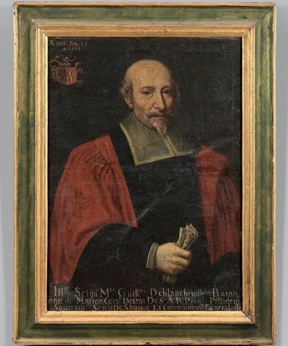 Ecole ITALIENNE, 1647 
Portrait de Monseigneur Guillaume Deblancheville Sur sa toile...