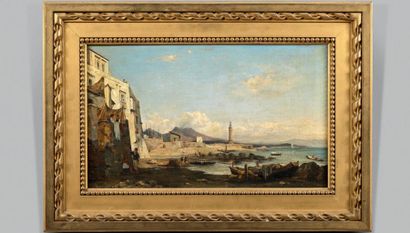 François Antoine Léon FLEURY (Paris 1804 -1858) 
Vue des environs de Naples Sur sa...