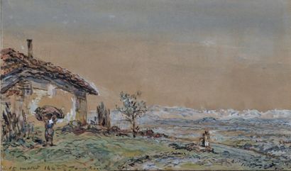 Johan Barthold JONGKIND (1819 - 1891) 
La cote Saint-André sous la neige, 1882
Aquarelle...