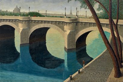Jules LEFRANC (1887 - 1972) 
Paris, le pont neuf
Huile sur toile signé en bas à droite,...