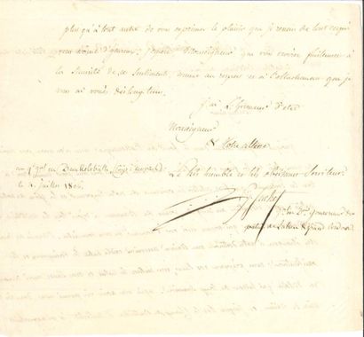 Louis suchet (1770-1826) Maréchal, duc d'Albufera
L.A.S. «L.G. Suchet», Q.G. à Dunkelsbülh...