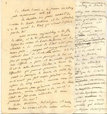 Charles-Maurice de talleyrand MANUSCRIT autographe d'un discours, [décembre 1820];...
